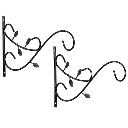 Invernaculo 7 x 11 x 0.25 in. Decorative Metal Wall Mounted Bracket Hanger Flower Pot Holder, Black, 2PK IN2641658